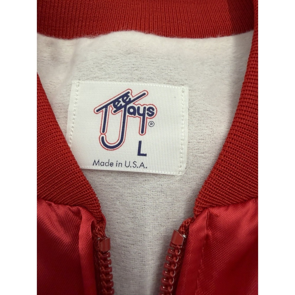 Vintage 1983 Tee Jays Satin Bomber Alabama On Tour Jacket Large Red Band Concert - Picture 3 of 7